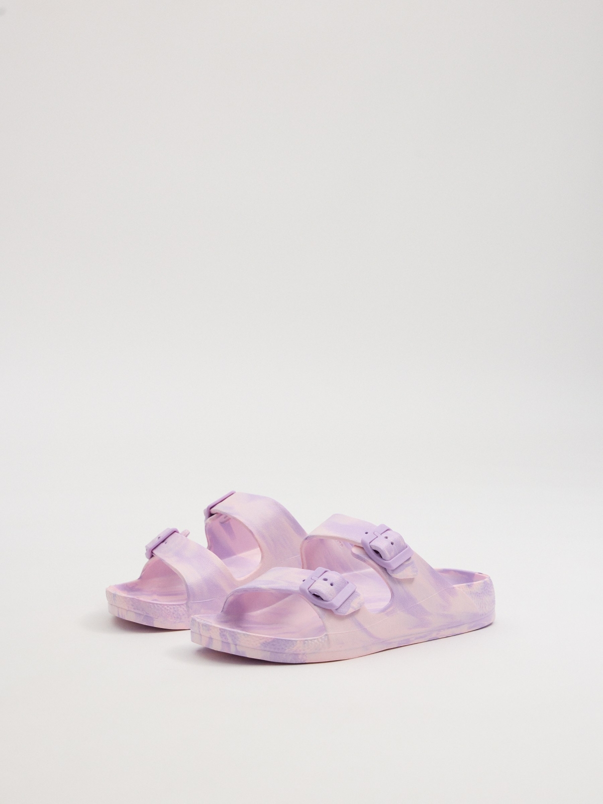 Chanclas dos tiras rosa rosa nude vista trasera 45º