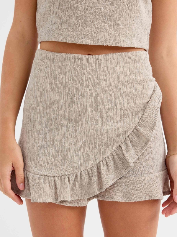 Falda pantalón taupé taupe vista detalle frontal