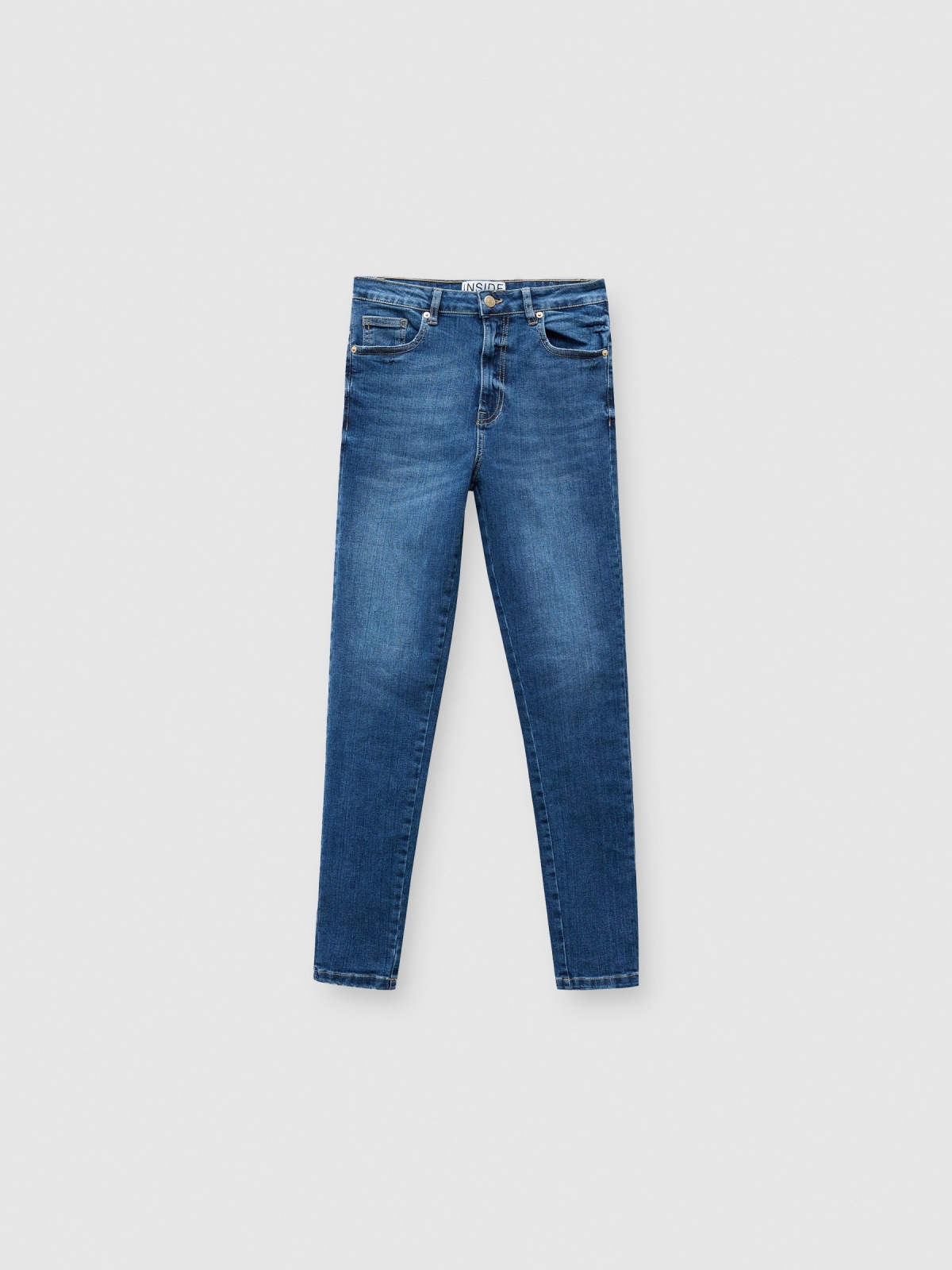 High rise skinny jeans blue detail view