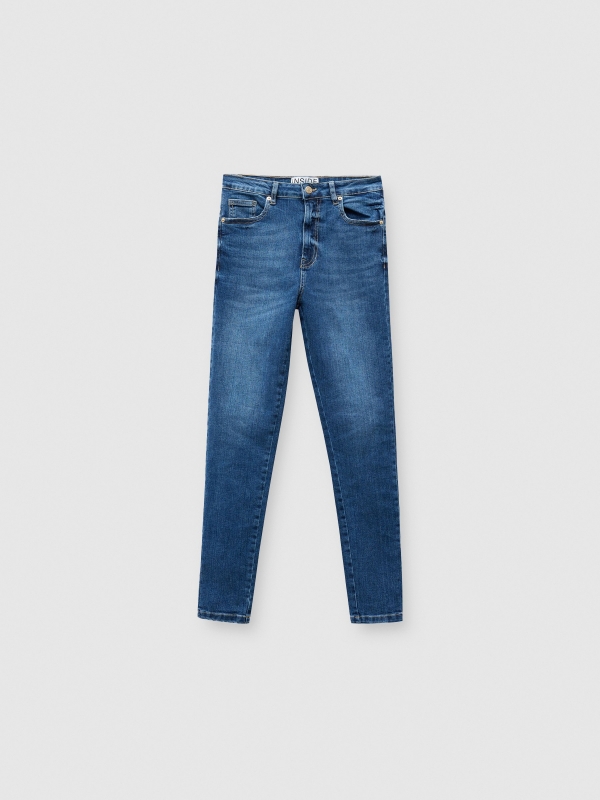 High rise skinny jeans blue detail view