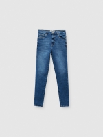 %Pto% Calças de ganga skinny de alta ascensão azul vista frontal