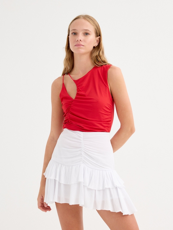 White flounce skirt white middle front view