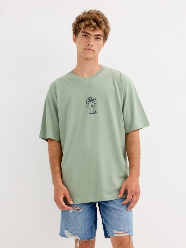 Camiseta Uncle Eddy verde grisáceo vista media frontal