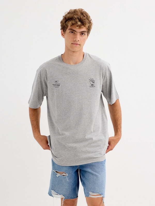 Camiseta Grandes Coisas melange meio vista meia frontal