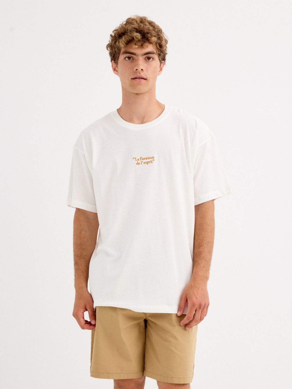 Camiseta La floraison de l'espirit blanco roto vista media frontal