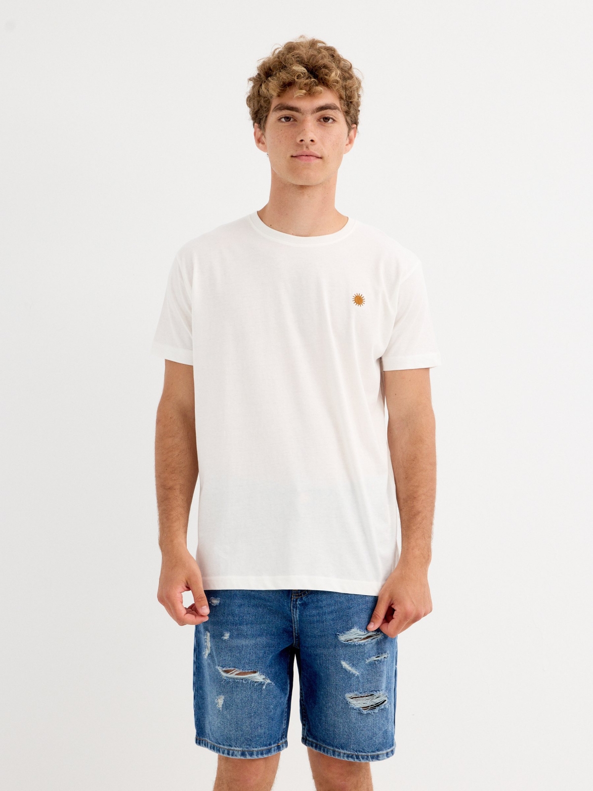Camiseta manga corta Malibú blanco roto vista media frontal