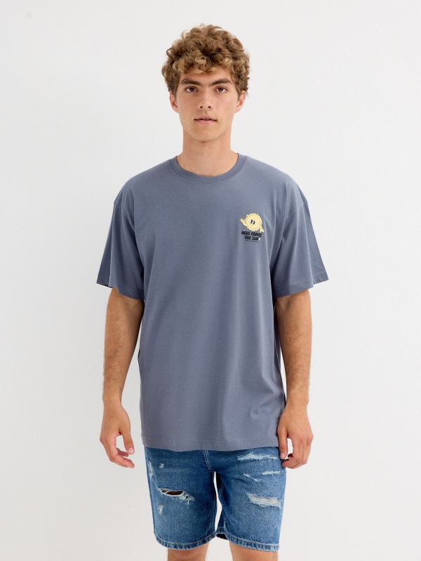 Camiseta Here comes the sun azul vista media frontal