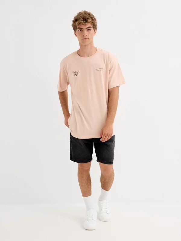 Camiseta de manga curta Saint-Tropez rosa nude vista geral frontal