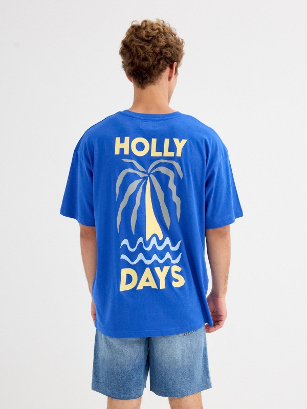 Camiseta Holly Days azul eléctrico vista meia traseira