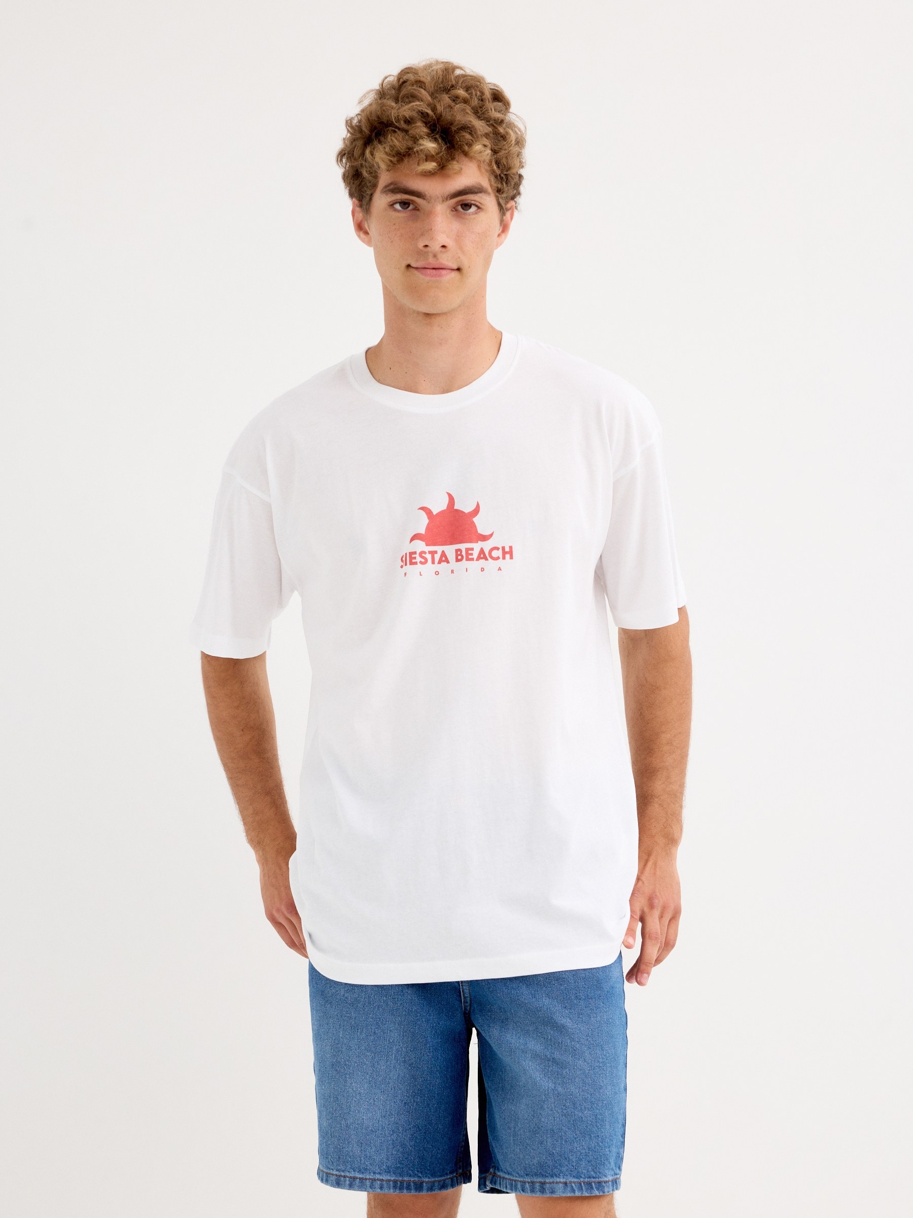 Camiseta Siesta Beach blanco vista media frontal