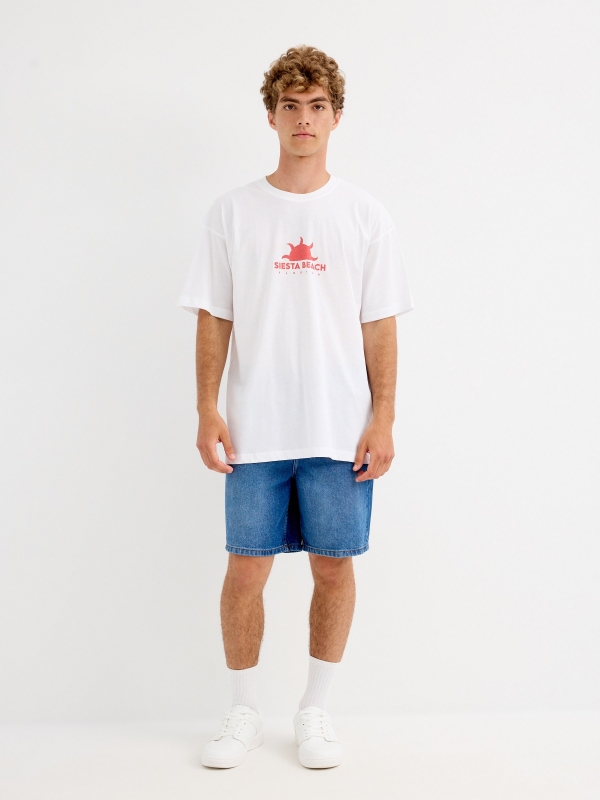 Camiseta Praia Siesta branco vista geral frontal