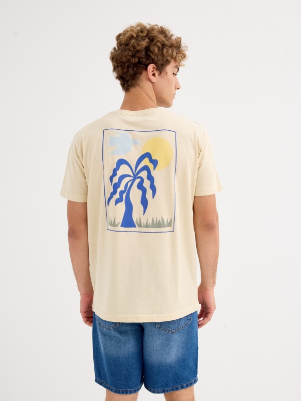 Palm tree t-shirt sand middle back view