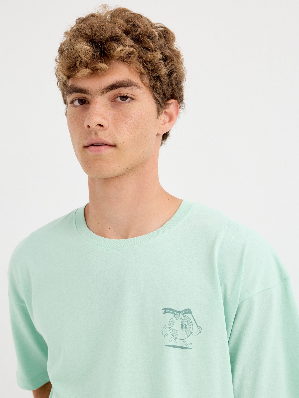  Camiseta Salve o Planeta verde mar