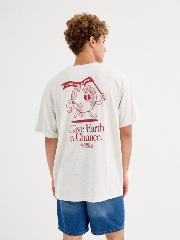 Camiseta Save the Planet melange claro vista media trasera
