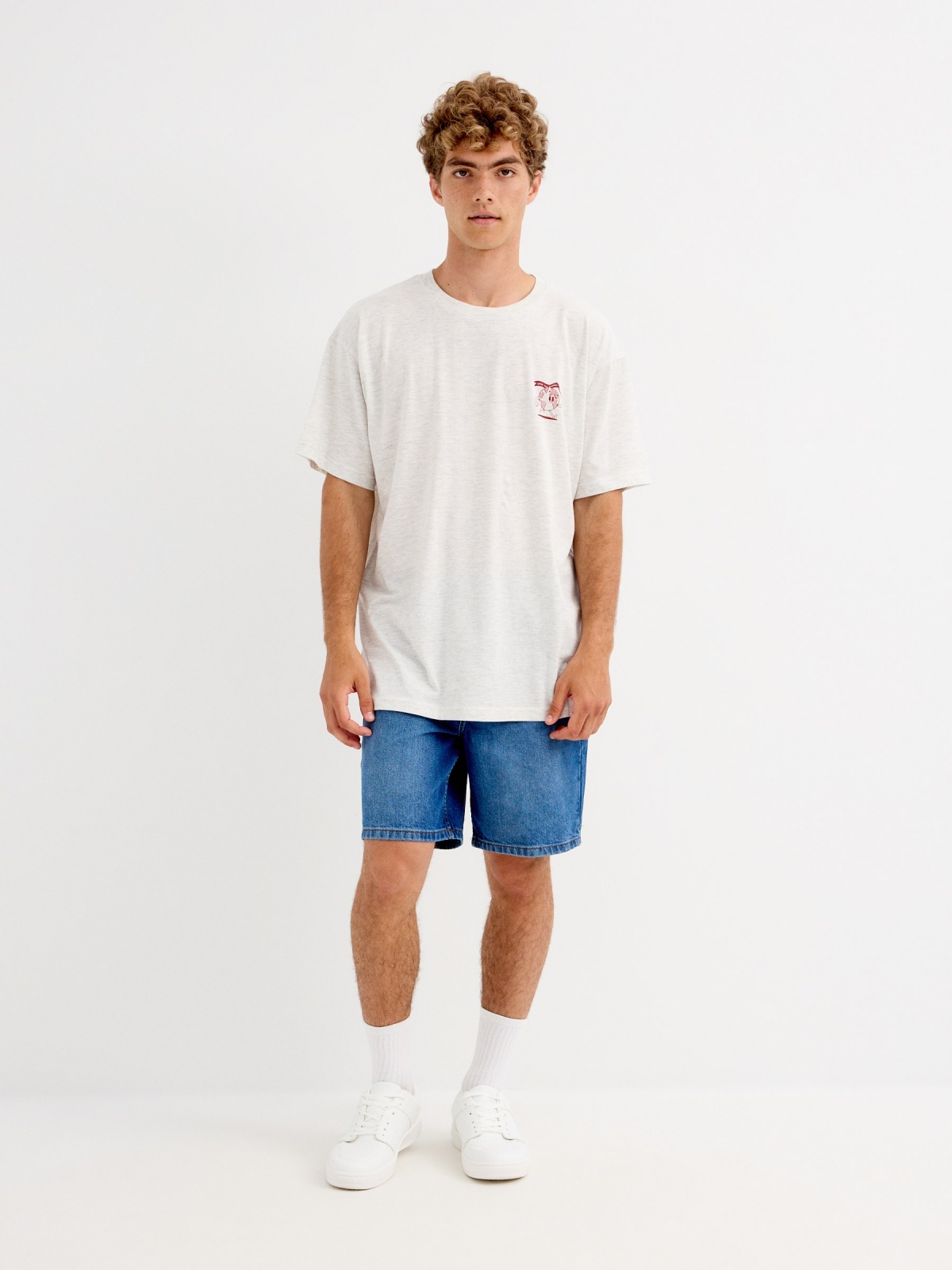 Camiseta Salve o Planeta melange claro vista geral frontal