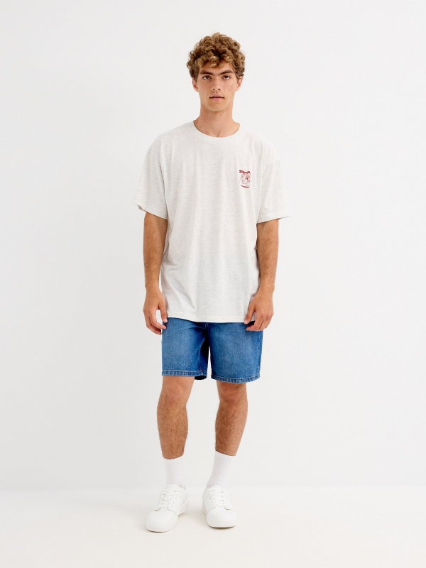 Camiseta Salve o Planeta melange claro vista geral frontal