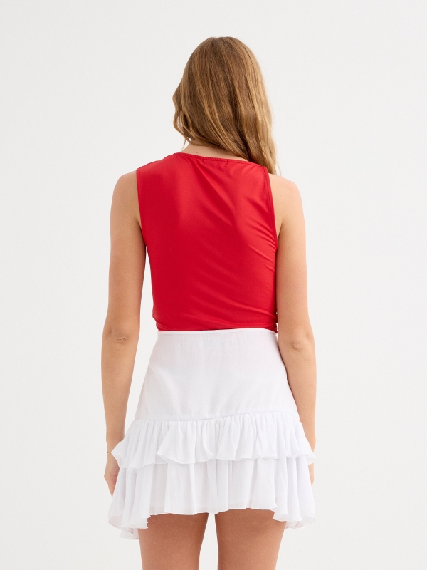 White flounce skirt white middle back view
