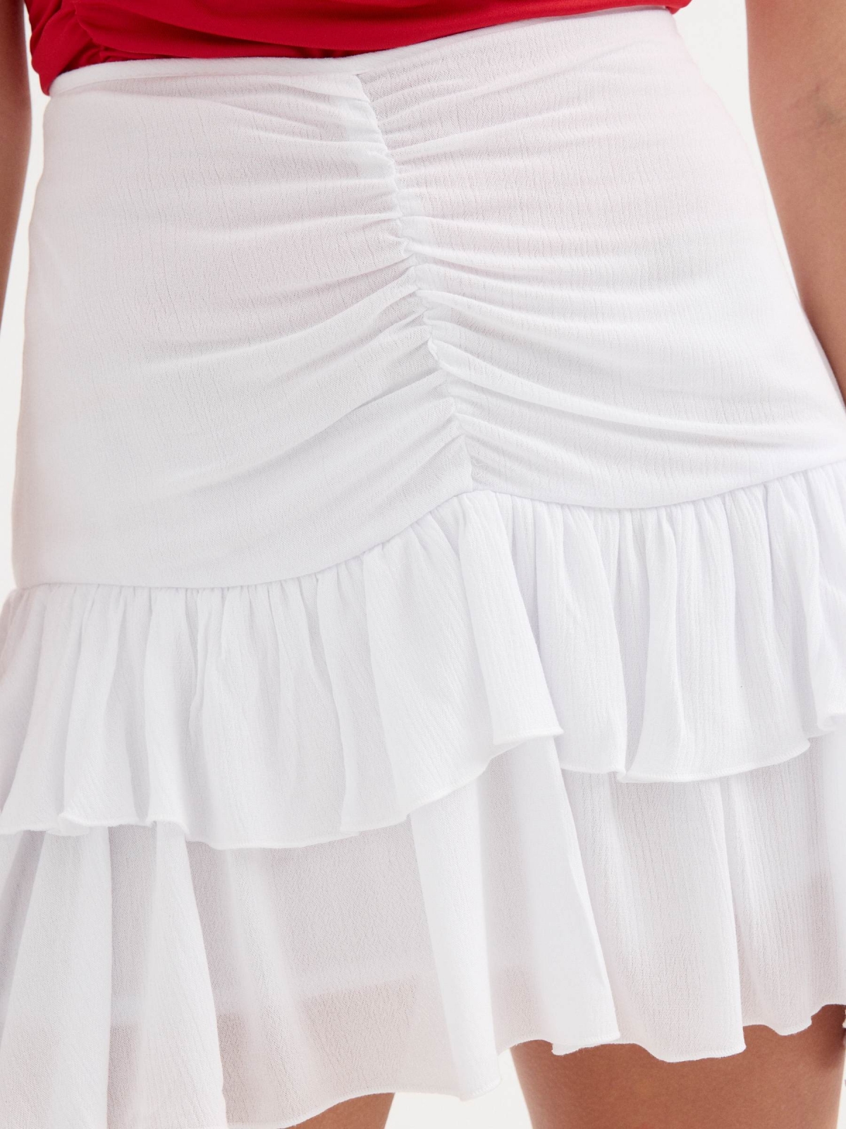 White flounce skirt white detail view