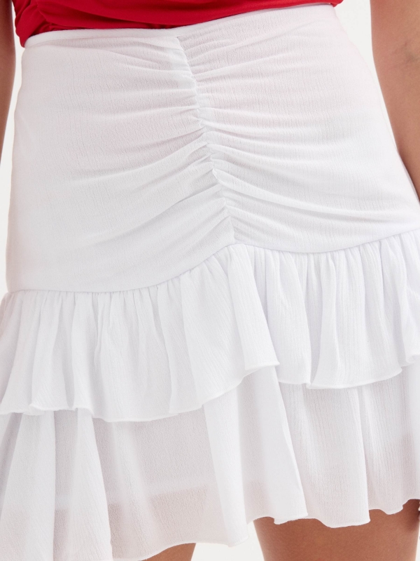 White flounce skirt white detail view