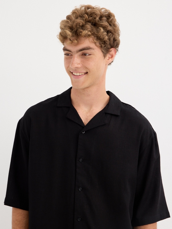  Camisa de manga curta preta preto