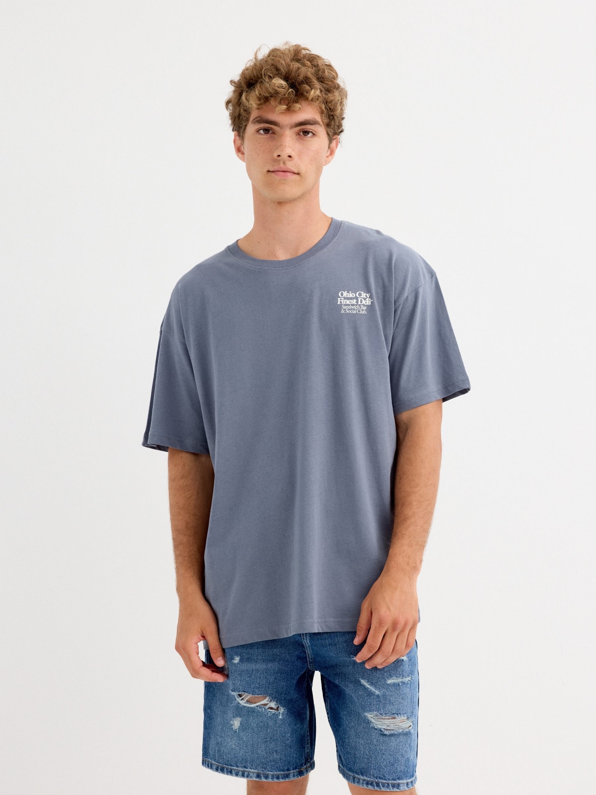 Sandwich T-shirt blue middle front view