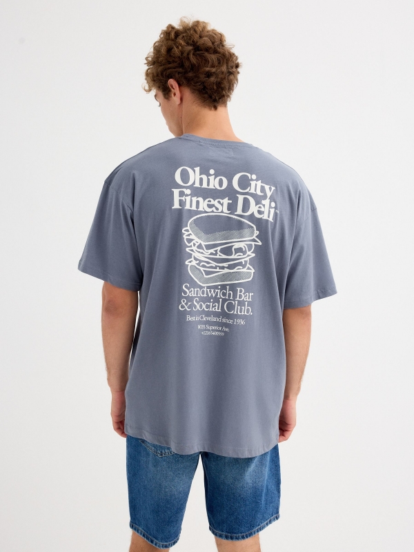 Sandwich T-shirt blue middle back view