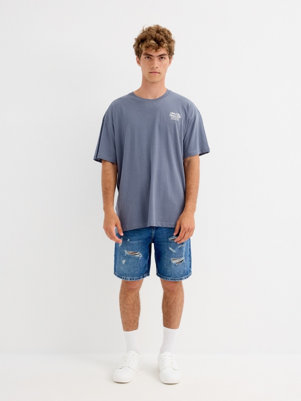 Sandwich T-shirt blue front view