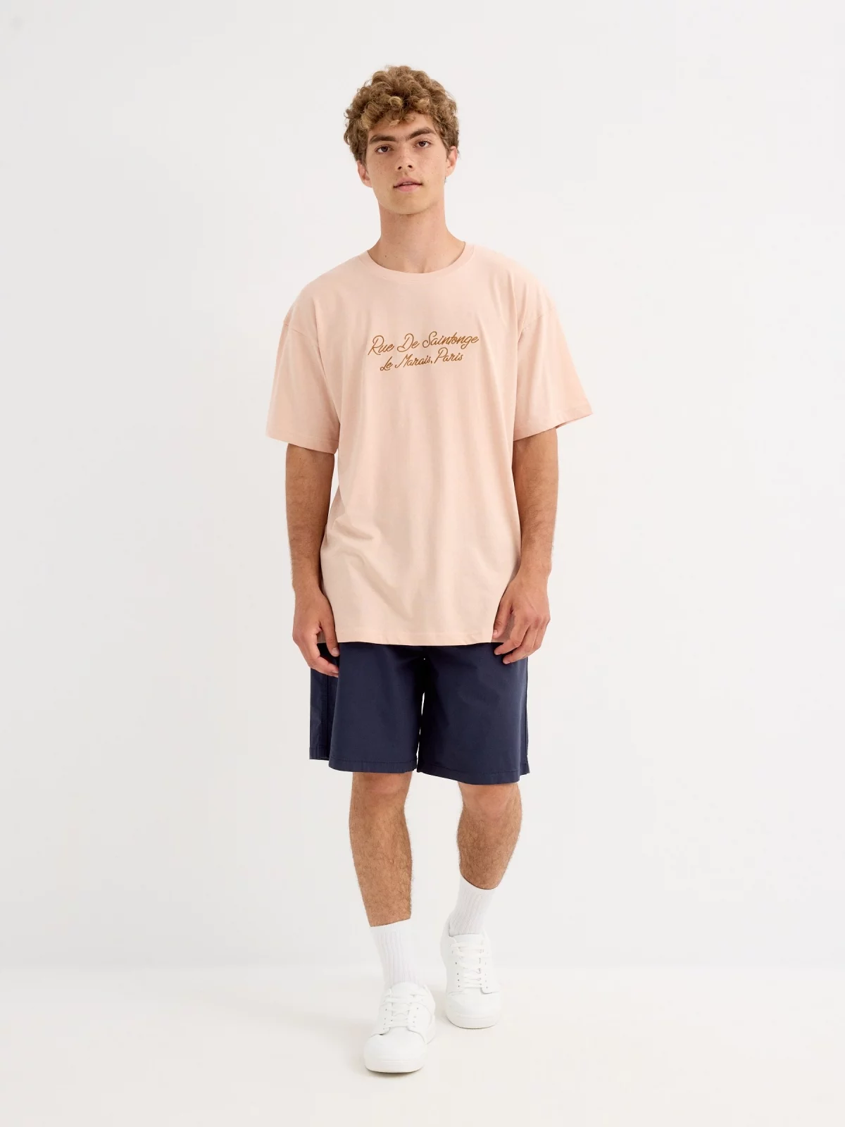 Short sleeve Paris t-shirt nude pink general front view