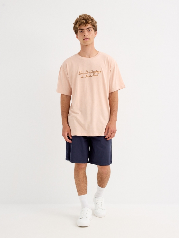 Camiseta manga corta Paris rosa nude vista general frontal