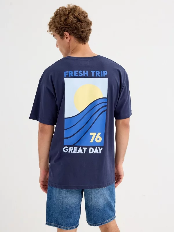 Fresh Trip T-shirt navy middle back view