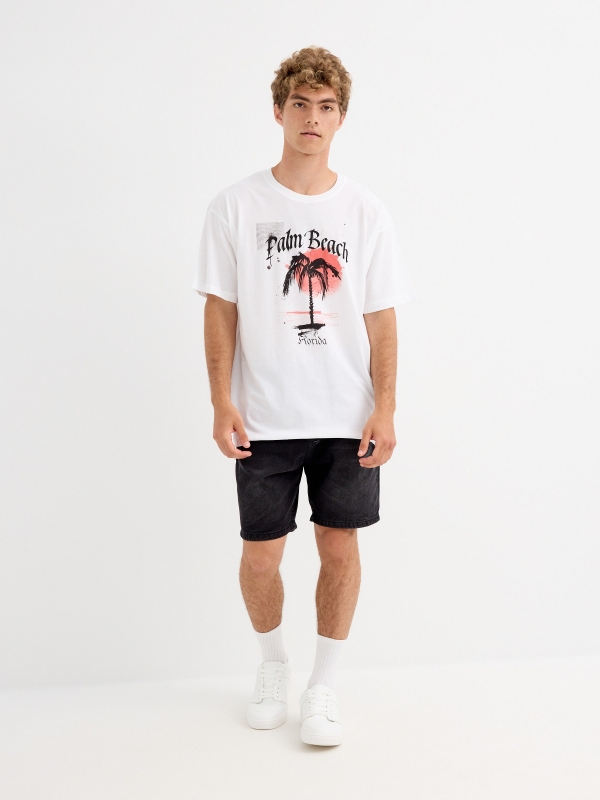 Camiseta Palm Beach branco vista geral frontal