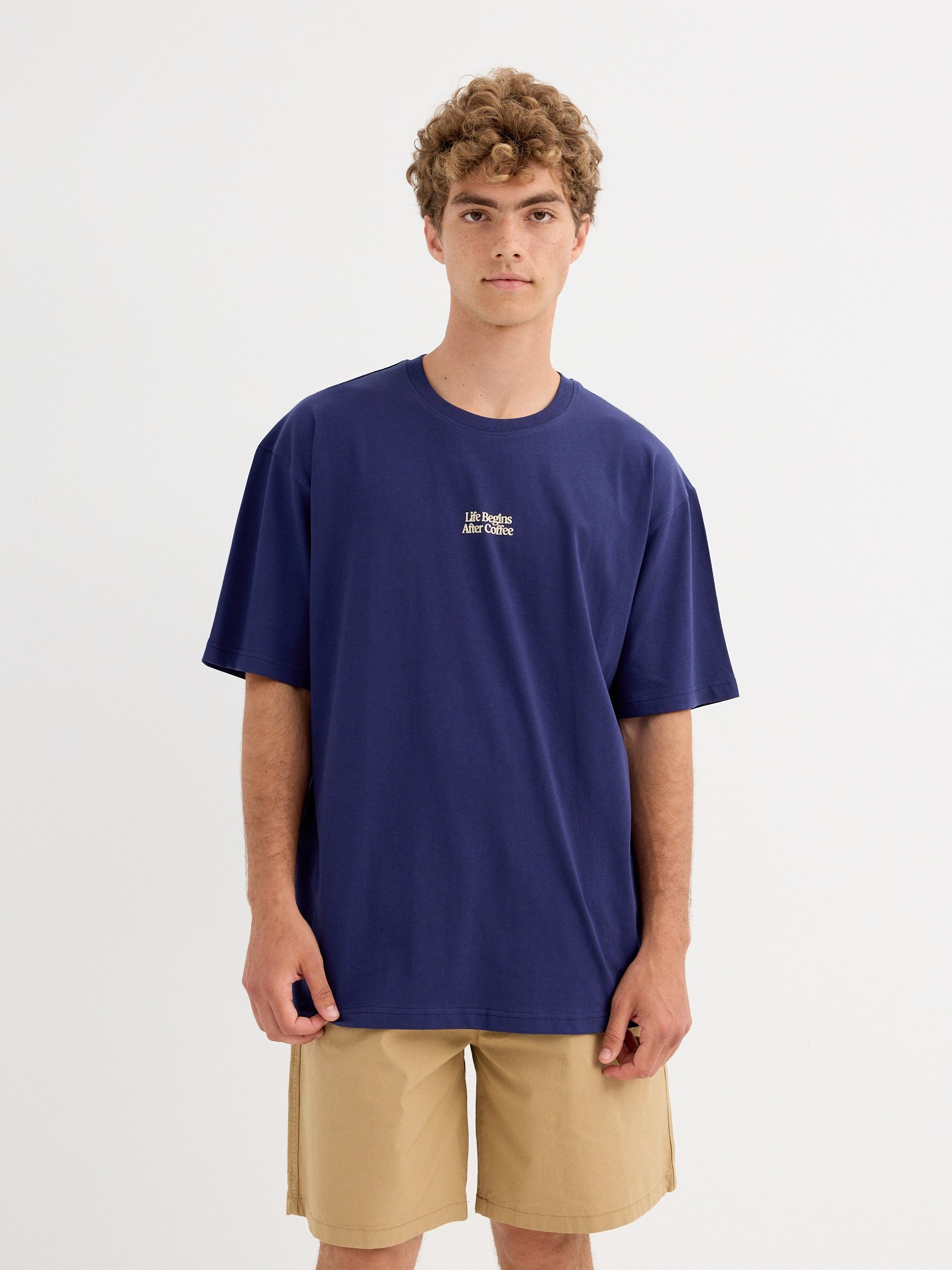 Coffee T-shirt navy middle front view