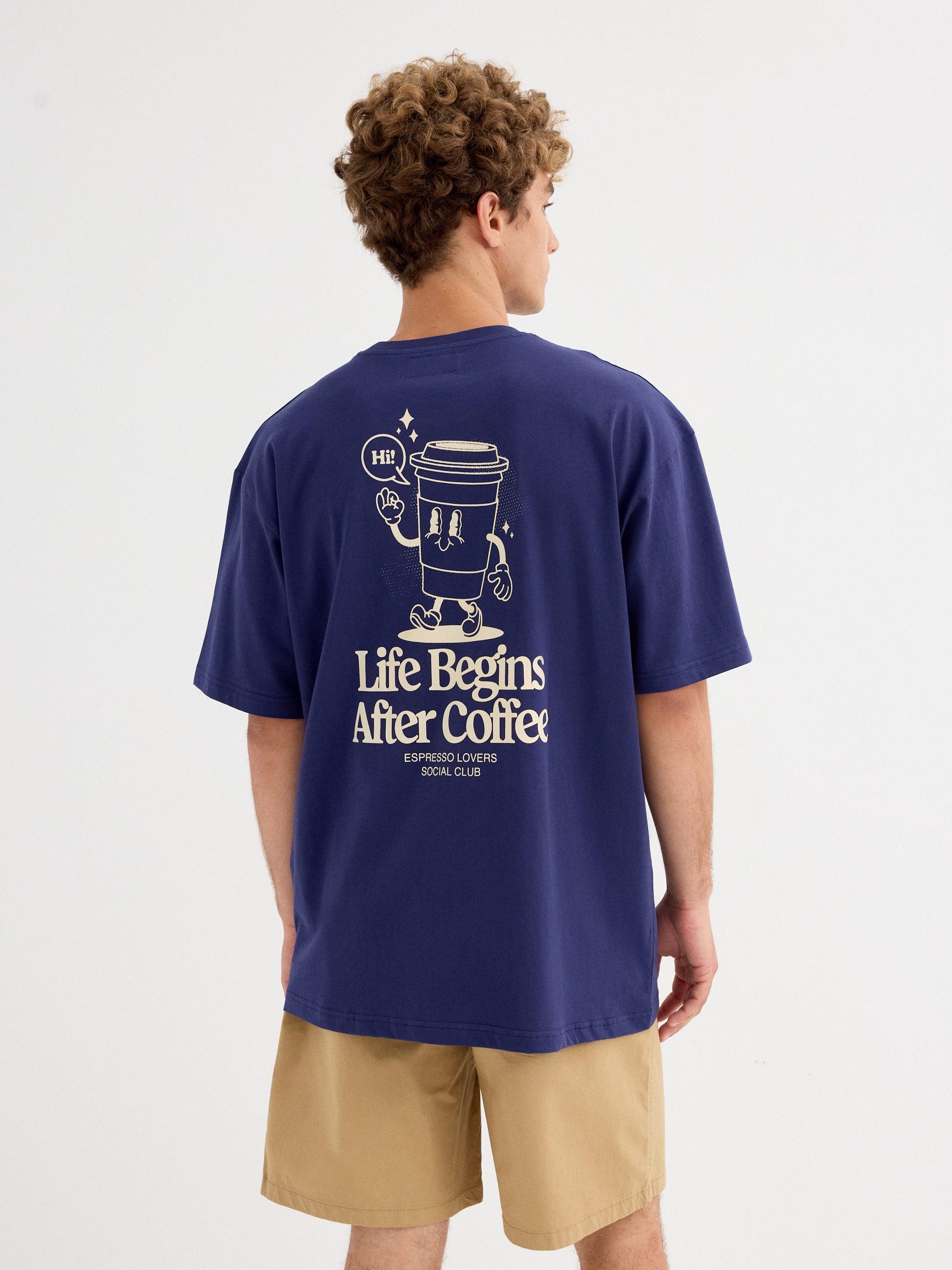 Coffee T-shirt navy middle front view