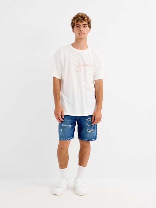 Camiseta de manga curta Soleil off white vista geral frontal