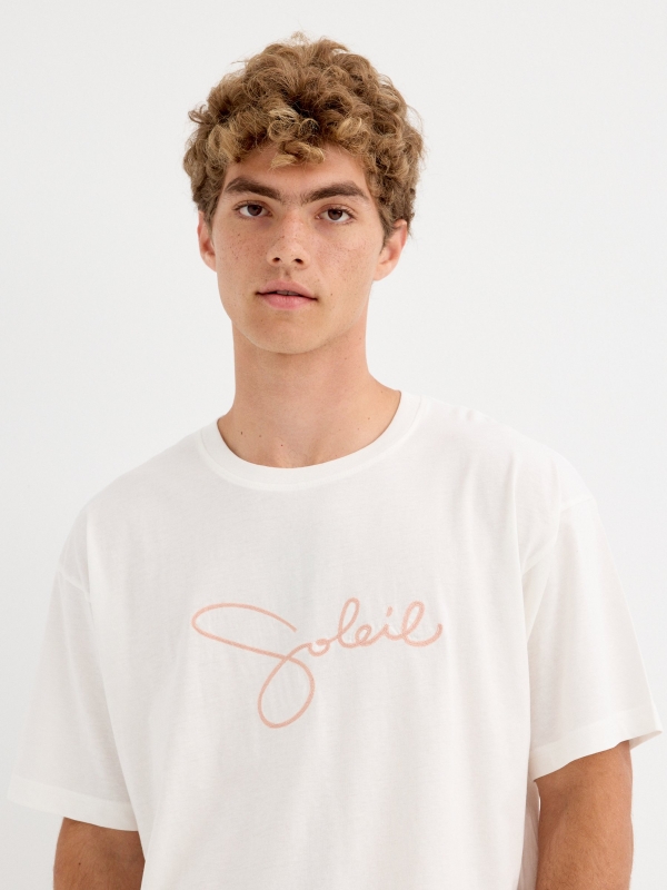  Camiseta manga corta Soleil blanco roto
