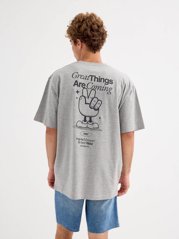 Camiseta Great Things melange medio vista media trasera
