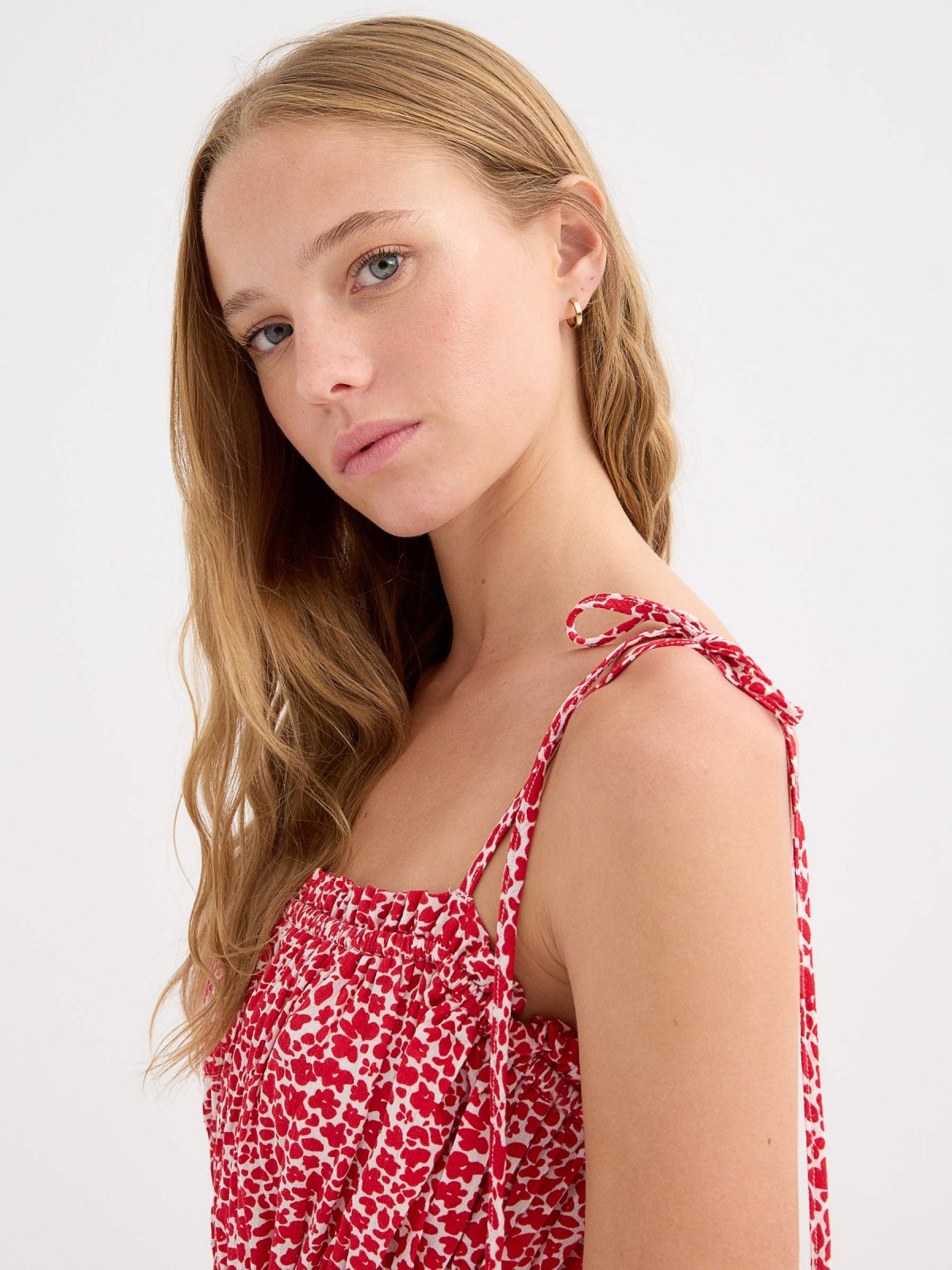  Long floral jumpsuit deep red