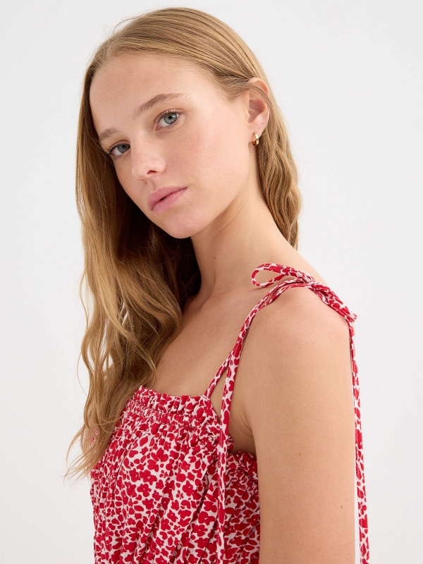  Long floral jumpsuit deep red