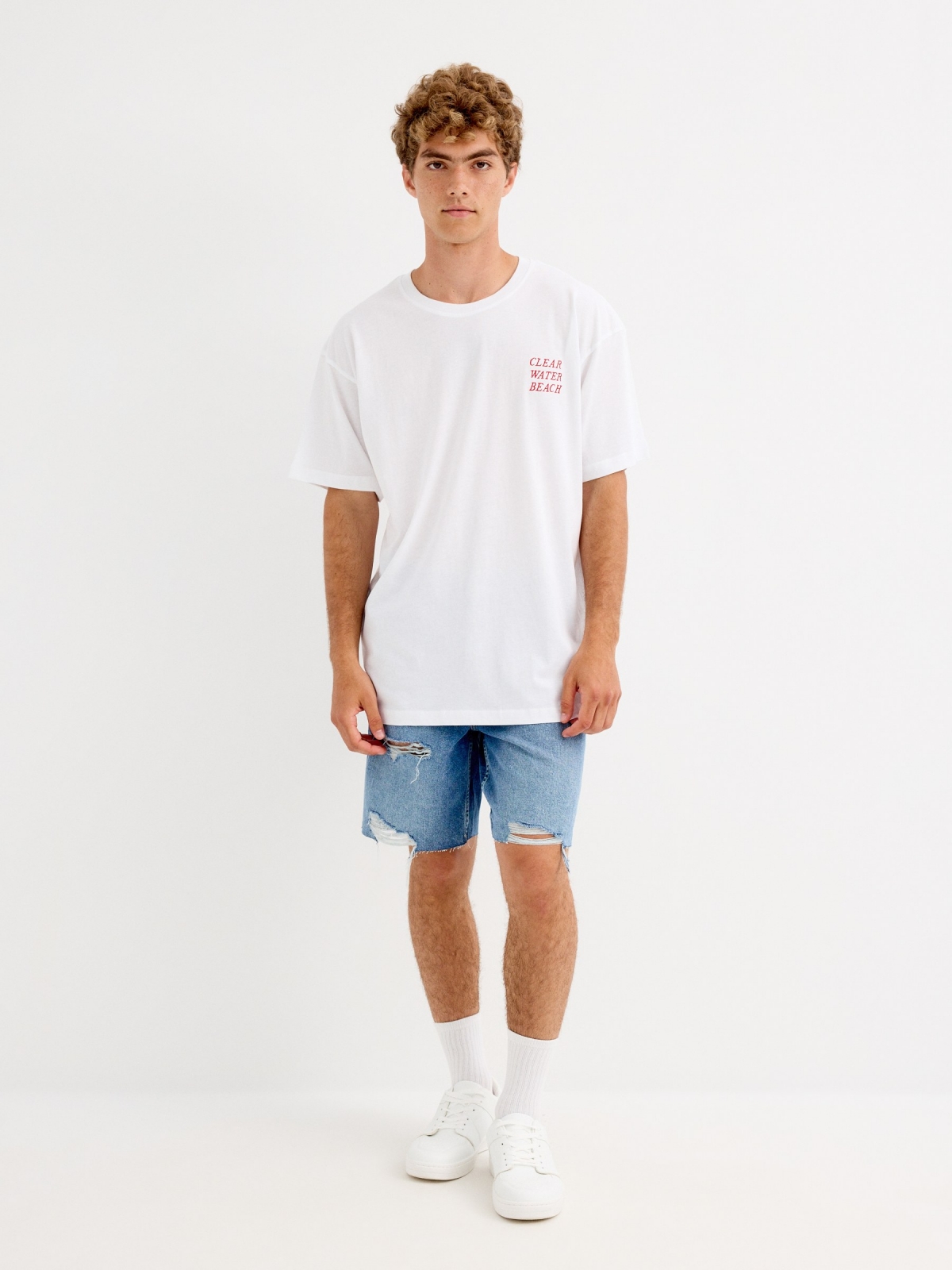 Clear Water Beach T-shirt white front view