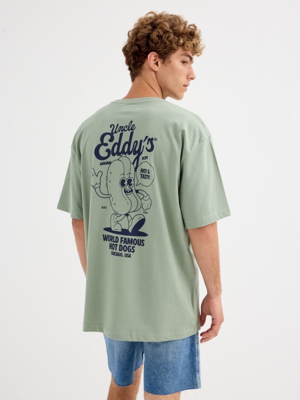 Camiseta Uncle Eddy verde grisáceo vista media trasera