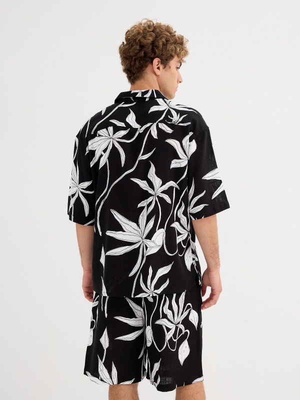 Short sleeve floral shirt black middle back view
