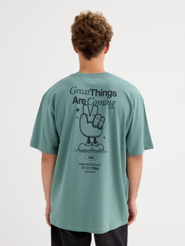 Great Things T-shirt green middle back view