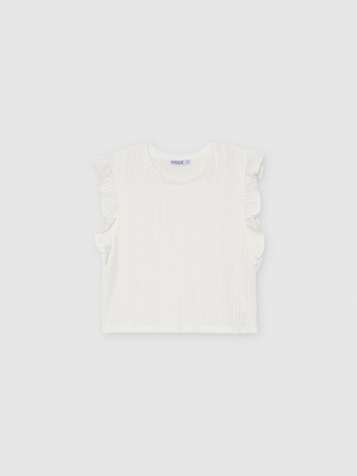 Camiseta volantes crop blanco vista detalle