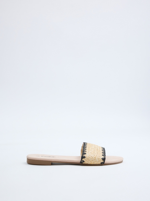 Raffia slide sandals sand