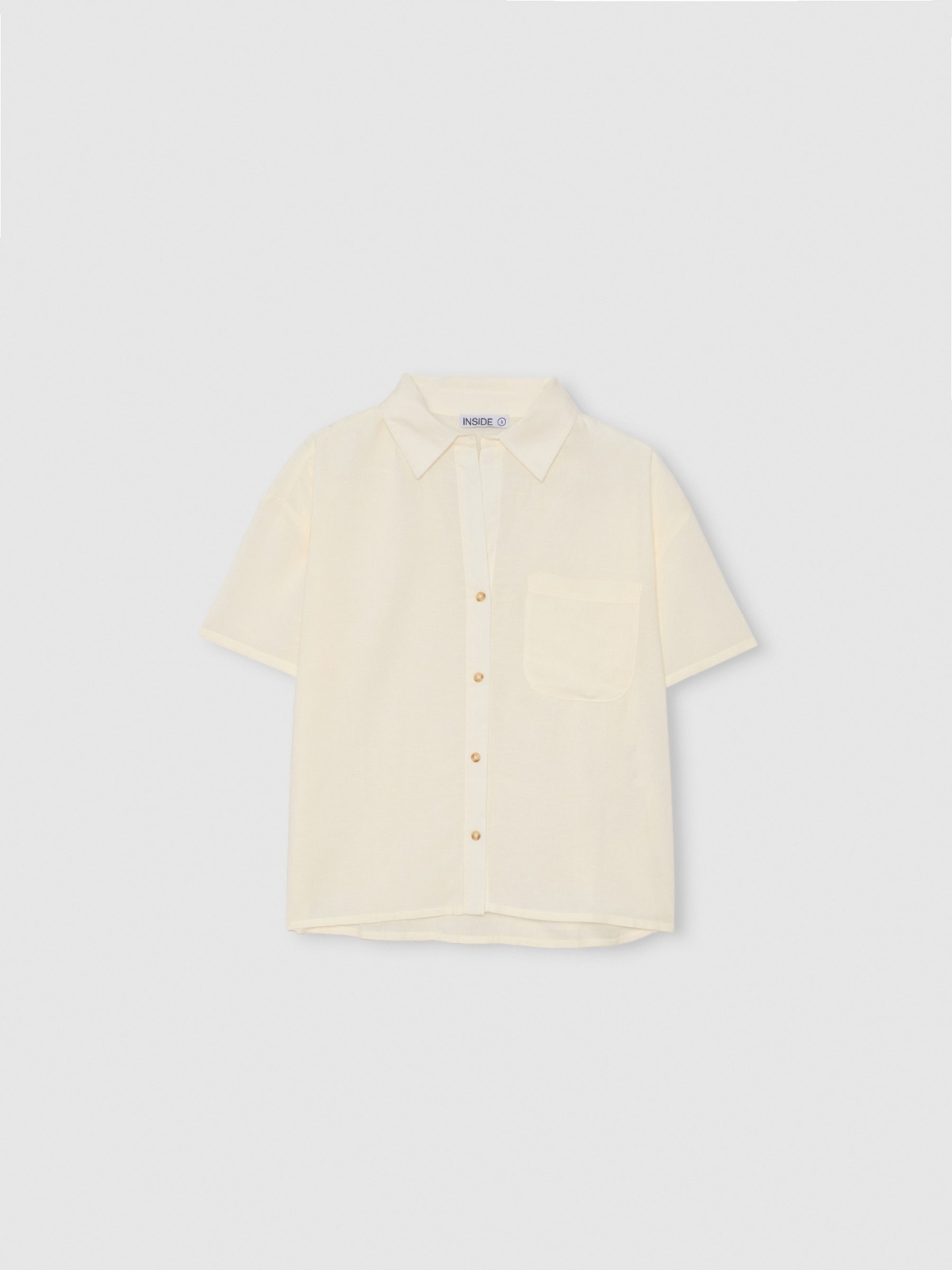 Camisa manga corta rústica beige beige vista detalle