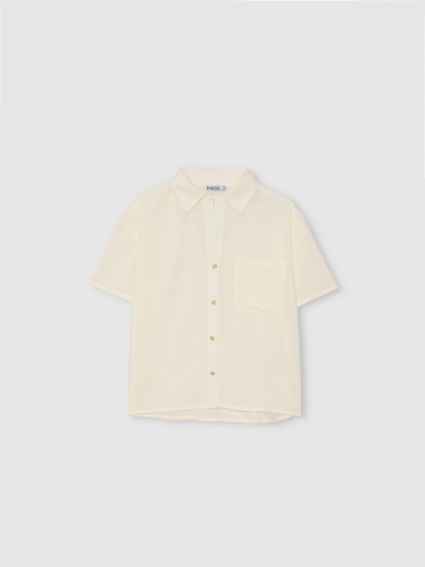Camisa manga corta rústica beige beige vista detalle