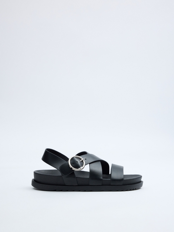 Sandalias cruzadas polipiel negro negro