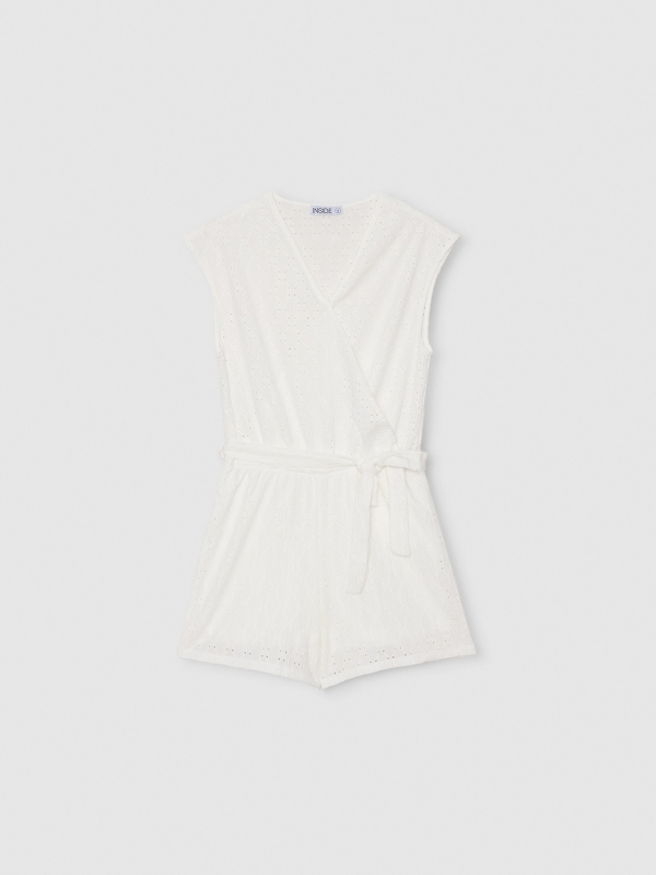 White short Swiss embroidered monkey