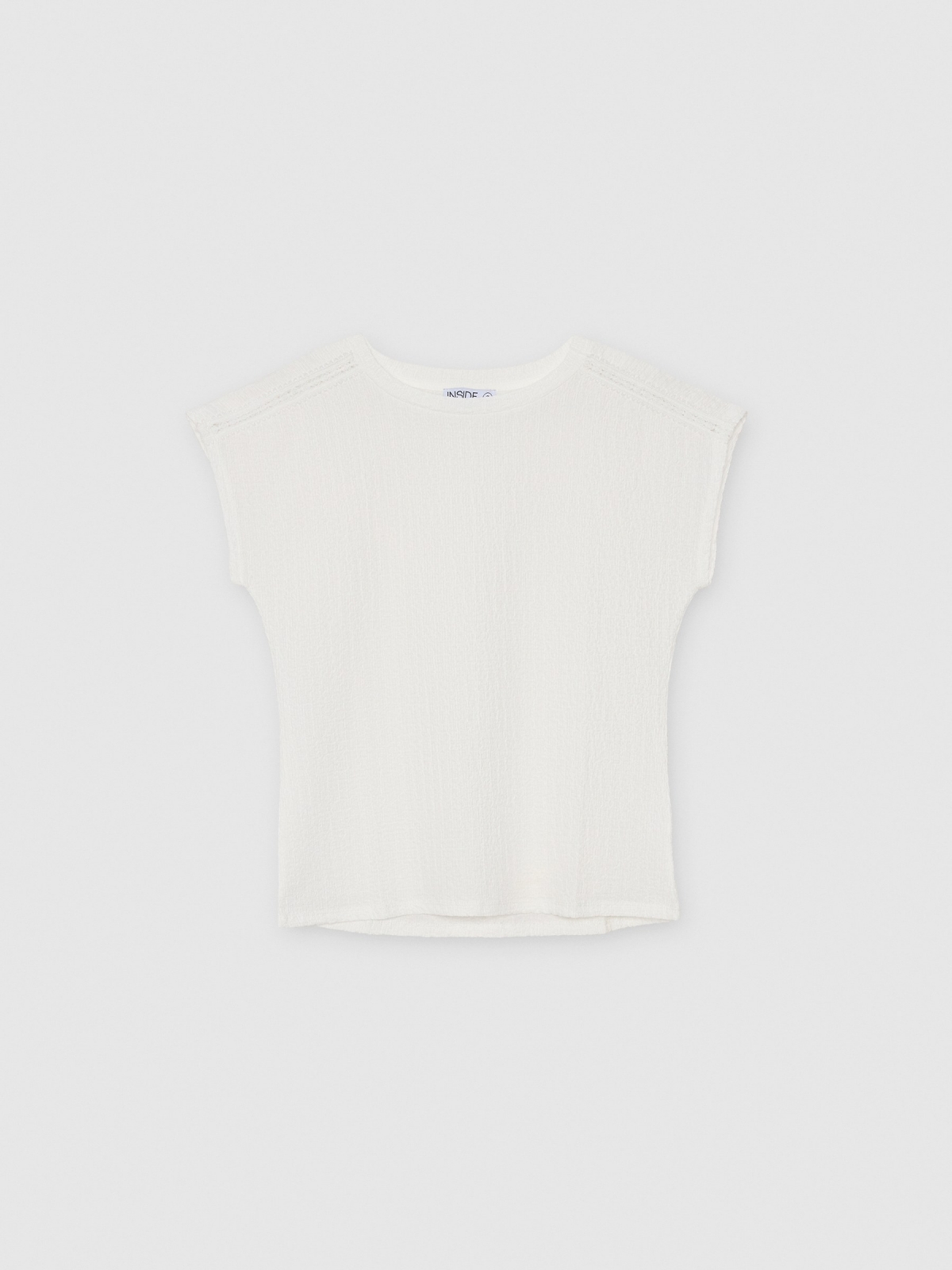 White textured t-shirt white detail view