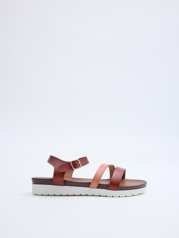 Brown comfort strap sandals dark brown